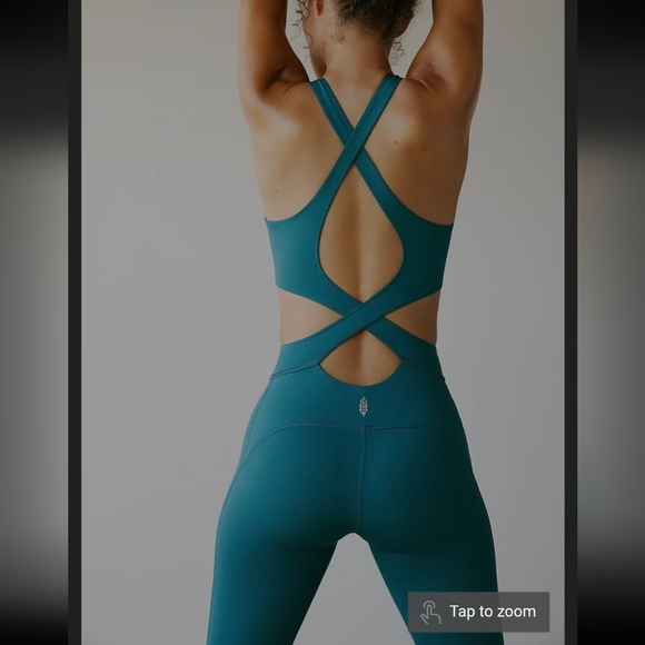 New FREE PEOPLE MOVEMENT BACK IT UP ONESIE Pacific small Petit - Picture 3 of 8